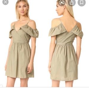 madewell khaki cold shoulder dress size 6